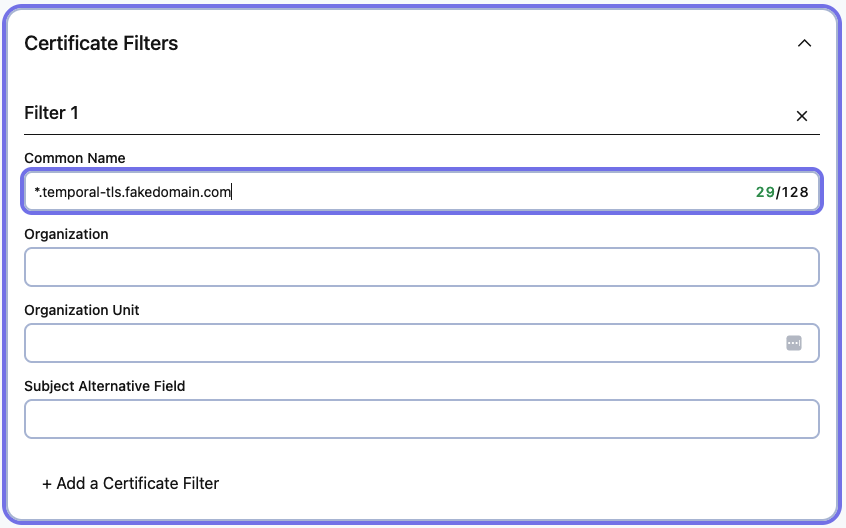 Add certificate filter